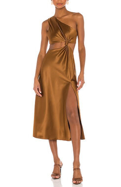 Lpa Satin Brown Imani Dress Size XS